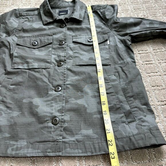Vuori Ripstop Jacket Womens XS Gray Green Camo Button Up Organic Cotton Stretch - Picture 6 of 8